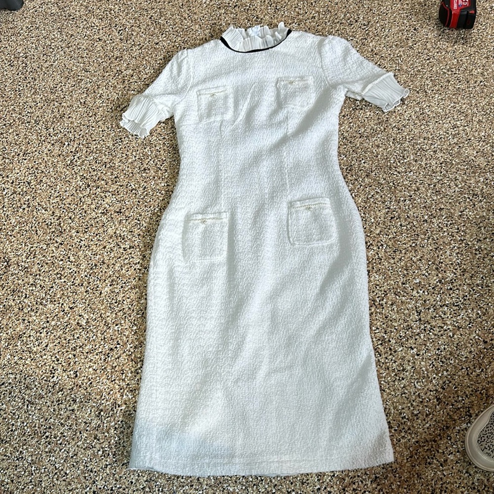 Elegant White Dress With Frills View 2